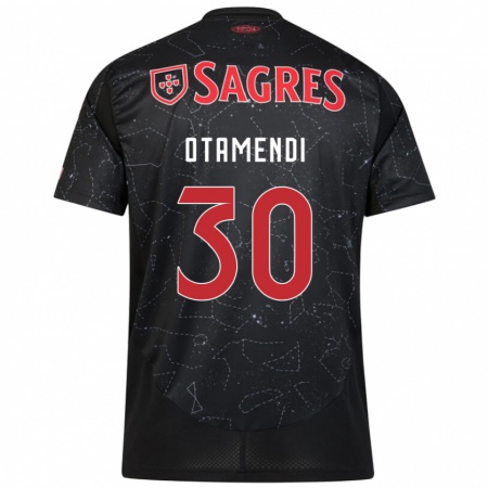 Kandiny Hombre Camiseta Nicolás Otamendi #30 Negro Rojo 2ª Equipación 2024/25 La Camisa Chile