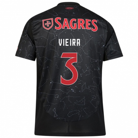 Kandiny Hombre Camiseta Miguel Vieira #3 Negro Rojo 2ª Equipación 2024/25 La Camisa Chile