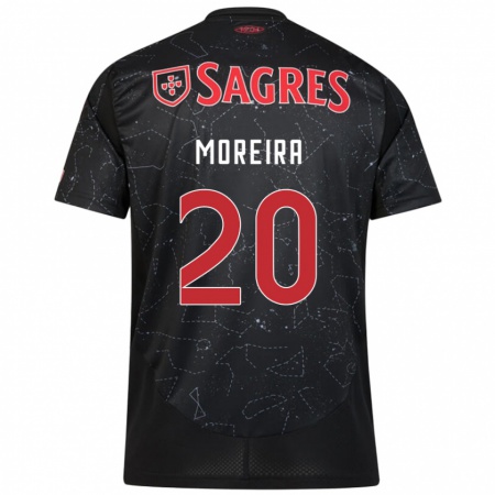 Kandiny Hombre Camiseta André Moreira #20 Negro Rojo 2ª Equipación 2024/25 La Camisa Chile