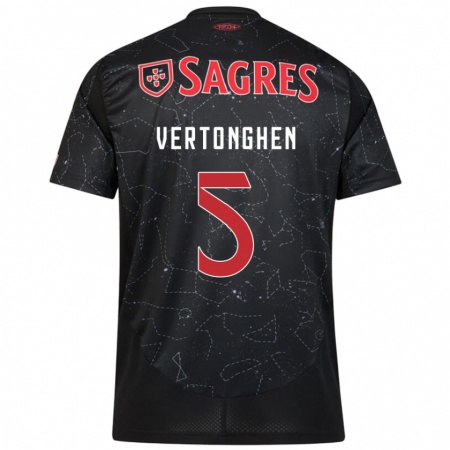 Kandiny Hombre Camiseta Jan Vertonghen #5 Negro Rojo 2ª Equipación 2024/25 La Camisa Chile