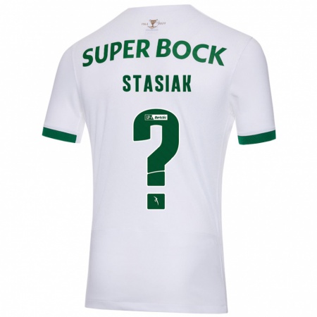 Kandiny Hombre Camiseta Jakub Stasiak #0 Blanco Verde 2ª Equipación 2024/25 La Camisa Chile