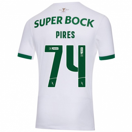 Kandiny Hombre Camiseta Guilherme Pires #74 Blanco Verde 2ª Equipación 2024/25 La Camisa Chile