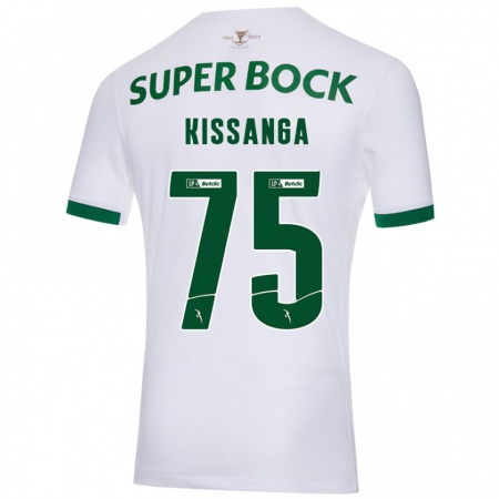 Kandiny Hombre Camiseta Manuel Kissanga #75 Blanco Verde 2ª Equipación 2024/25 La Camisa Chile