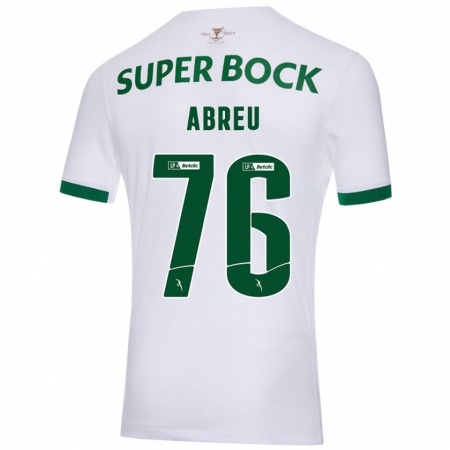 Kandiny Hombre Camiseta Diogo Abreu #76 Blanco Verde 2ª Equipación 2024/25 La Camisa Chile