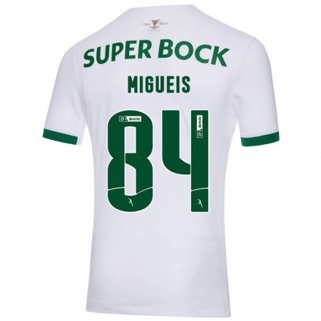 Kandiny Hombre Camiseta Pedro Miguéis #84 Blanco Verde 2ª Equipación 2024/25 La Camisa Chile