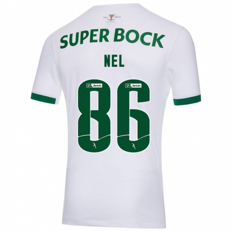 Kandiny Hombre Camiseta Rafael Nel #86 Blanco Verde 2ª Equipación 2024/25 La Camisa Chile