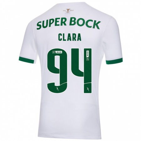 Kandiny Hombre Camiseta Diogo Clara #94 Blanco Verde 2ª Equipación 2024/25 La Camisa Chile