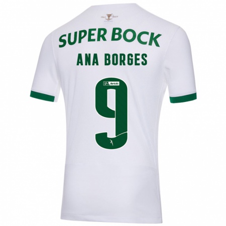 Kandiny Hombre Camiseta Ana Catarina Marques Borges #9 Blanco Verde 2ª Equipación 2024/25 La Camisa Chile