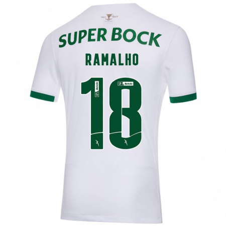 Kandiny Hombre Camiseta Inês Filipa Ramalho Gonçalves #18 Blanco Verde 2ª Equipación 2024/25 La Camisa Chile