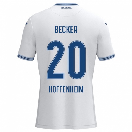 Kandiny Hombre Camiseta Finn Ole Becker #20 Blanco Azul 2ª Equipación 2024/25 La Camisa Chile