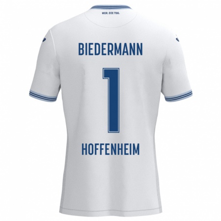 Kandiny Hombre Camiseta Nico Biedermann #1 Blanco Azul 2ª Equipación 2024/25 La Camisa Chile