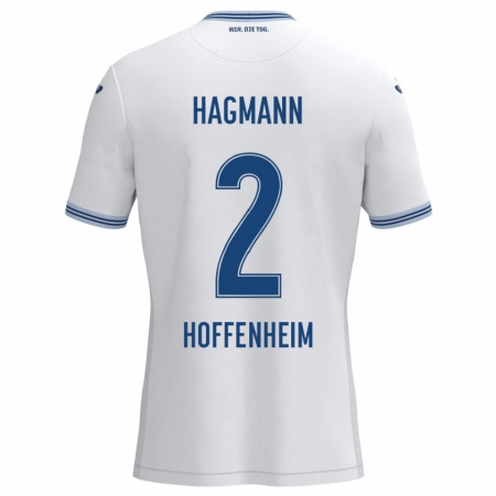 Kandiny Hombre Camiseta Felix Hagmann #2 Blanco Azul 2ª Equipación 2024/25 La Camisa Chile