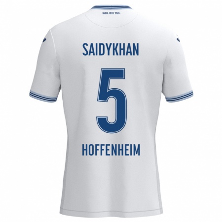 Kandiny Hombre Camiseta Ibrahim Saidykhan #5 Blanco Azul 2ª Equipación 2024/25 La Camisa Chile