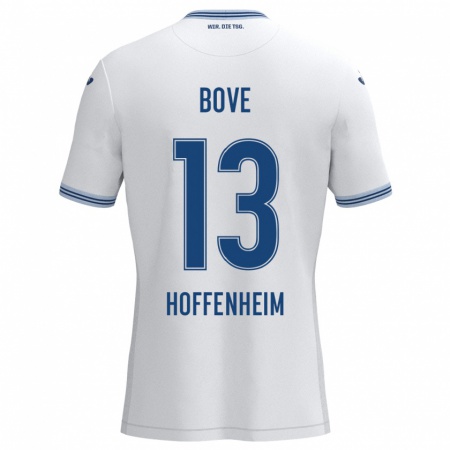 Kandiny Hombre Camiseta Nevio Bove #13 Blanco Azul 2ª Equipación 2024/25 La Camisa Chile