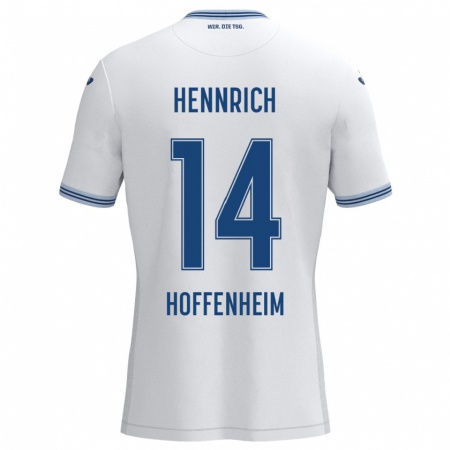 Kandiny Hombre Camiseta Paul Hennrich #14 Blanco Azul 2ª Equipación 2024/25 La Camisa Chile