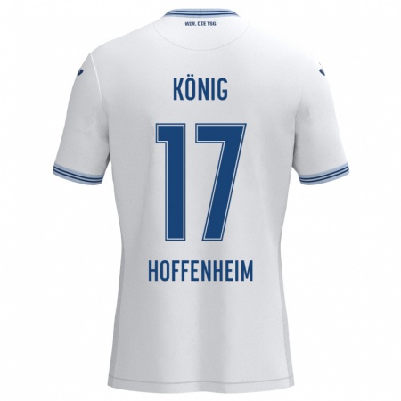 Kandiny Hombre Camiseta Noah König #17 Blanco Azul 2ª Equipación 2024/25 La Camisa Chile