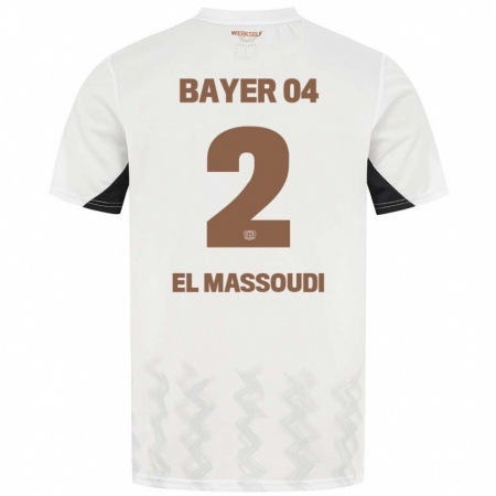 Kandiny Hombre Camiseta Nassim El Massoudi #2 Blanco Negro 2ª Equipación 2024/25 La Camisa Chile