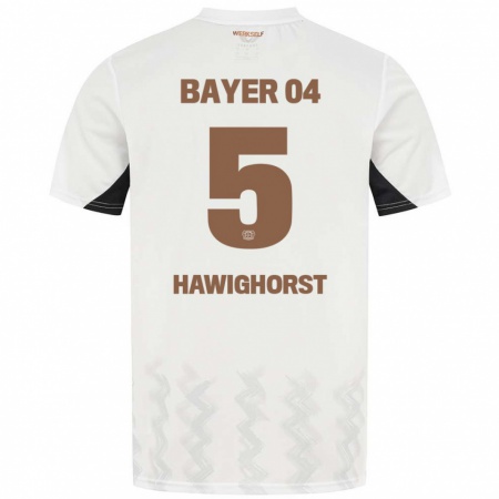 Kandiny Hombre Camiseta Ben Hawighorst #5 Blanco Negro 2ª Equipación 2024/25 La Camisa Chile