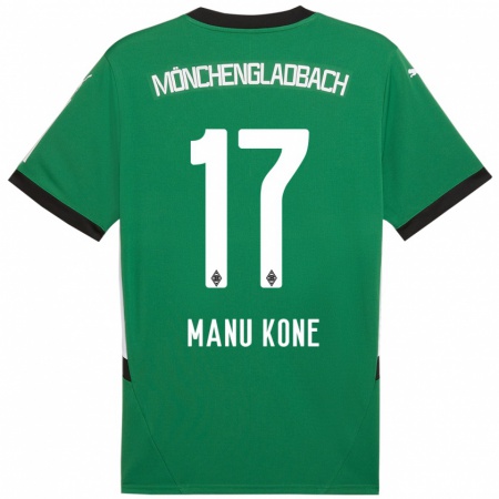 Kandiny Hombre Camiseta Manu Koné #17 Verde Blanco 2ª Equipación 2024/25 La Camisa Chile