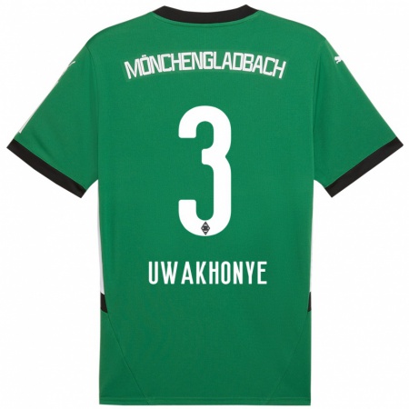 Kandiny Hombre Camiseta Joshua Uwakhonye #3 Verde Blanco 2ª Equipación 2024/25 La Camisa Chile