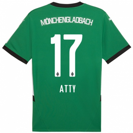 Kandiny Hombre Camiseta Yassir Atty #17 Verde Blanco 2ª Equipación 2024/25 La Camisa Chile