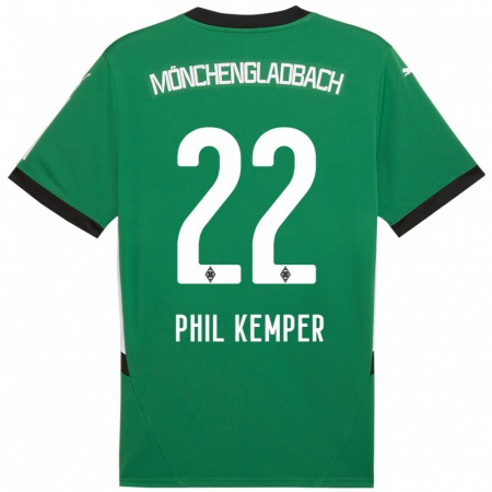 Kandiny Hombre Camiseta Phil Kemper #22 Verde Blanco 2ª Equipación 2024/25 La Camisa Chile