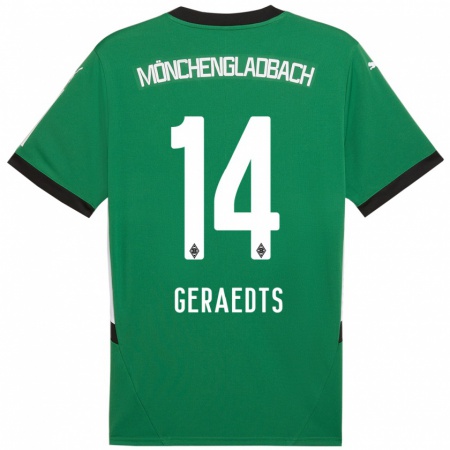 Kandiny Hombre Camiseta Kelsey Geraedts #14 Verde Blanco 2ª Equipación 2024/25 La Camisa Chile