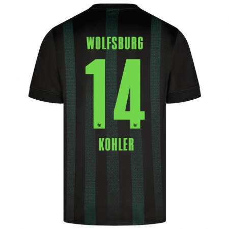 Kandiny Hombre Camiseta Leonard Köhler #14 Verde Oscuro 2ª Equipación 2024/25 La Camisa Chile