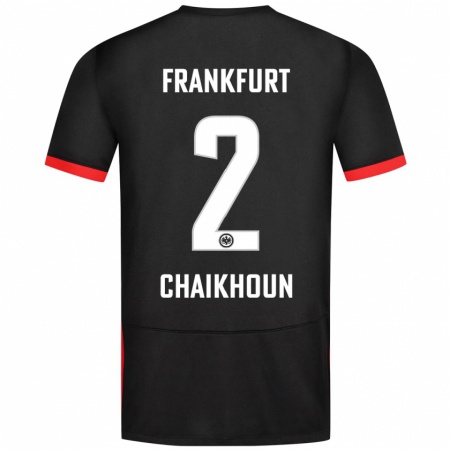 Kandiny Hombre Camiseta Ayoub Chaikhoun #2 Negro 2ª Equipación 2024/25 La Camisa Chile