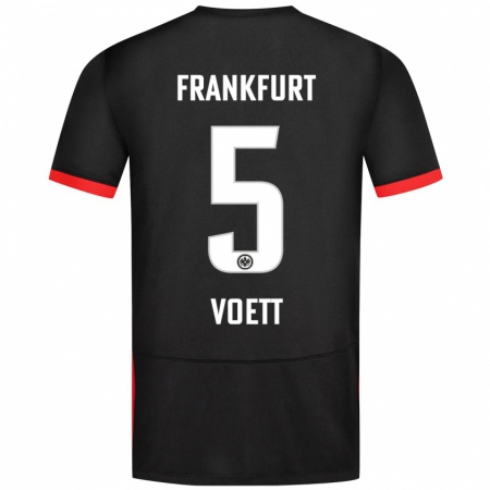 Kandiny Hombre Camiseta Johannes Vött #5 Negro 2ª Equipación 2024/25 La Camisa Chile