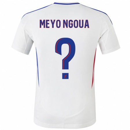 Kandiny Mujer Camiseta Bryan Meyo Ngoua #0 Blanco Azul 1ª Equipación 2024/25 La Camisa Chile