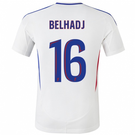 Kandiny Mujer Camiseta Féerine Belhadj #16 Blanco Azul 1ª Equipación 2024/25 La Camisa Chile