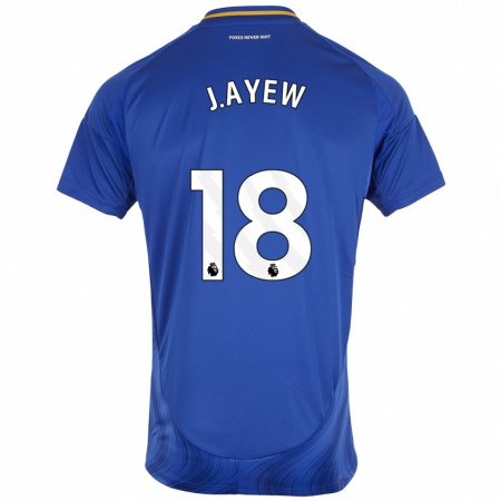 Kandiny Mujer Camiseta Jordan Ayew #18 Azul Blanco 1ª Equipación 2024/25 La Camisa Chile