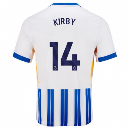 Kandiny Mujer Camiseta Fran Kirby #14 Blanco Azul Rayas 1ª Equipación 2024/25 La Camisa Chile