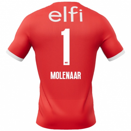 Kandiny Mujer Camiseta Finn Molenaar #1 Rojo Blanco 1ª Equipación 2024/25 La Camisa Chile