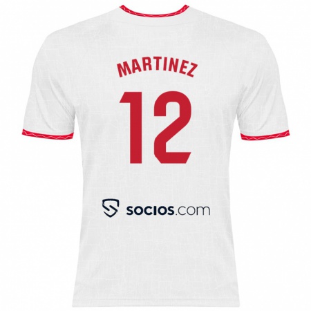 Kandiny Mujer Camiseta Gabri Martinez #12 Blanco Rojo 1ª Equipación 2024/25 La Camisa Chile