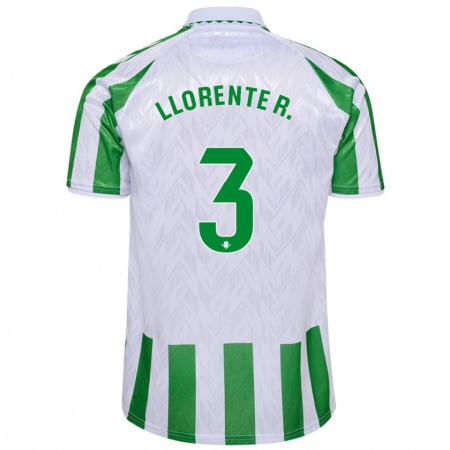 Kandiny Mujer Camiseta Diego Llorente #3 Verde Rayas Blancas 1ª Equipación 2024/25 La Camisa Chile