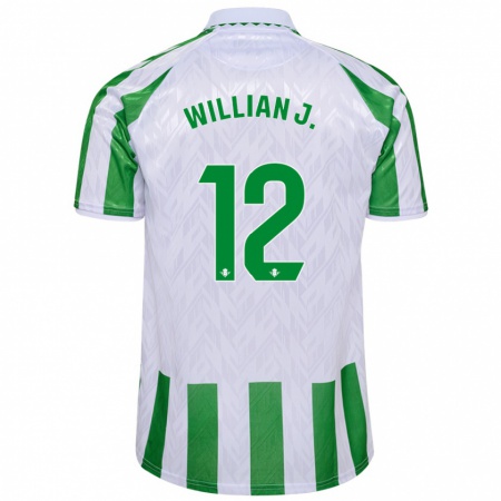 Kandiny Mujer Camiseta Willian José #12 Verde Rayas Blancas 1ª Equipación 2024/25 La Camisa Chile