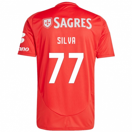 Kandiny Mujer Camiseta Jessica Silva #77 Rojo Blanco 1ª Equipación 2024/25 La Camisa Chile