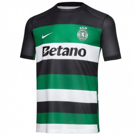 Kandiny Mujer Camiseta Inês Filipa Ramalho Gonçalves #18 Negro Blanco Verde 1ª Equipación 2024/25 La Camisa Chile