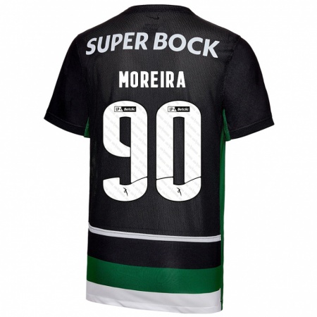 Kandiny Mujer Camiseta Afonso Moreira #90 Negro Blanco Verde 1ª Equipación 2024/25 La Camisa Chile