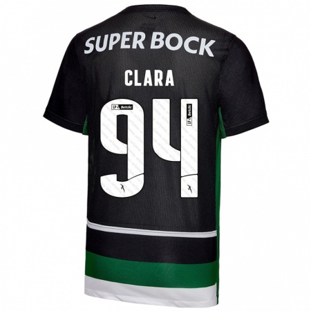 Kandiny Mujer Camiseta Diogo Clara #94 Negro Blanco Verde 1ª Equipación 2024/25 La Camisa Chile