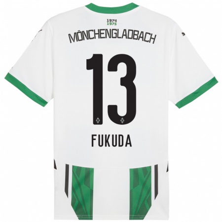 Kandiny Mujer Camiseta Shio Fukuda #13 Blanco Verde 1ª Equipación 2024/25 La Camisa Chile