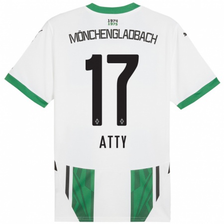 Kandiny Mujer Camiseta Yassir Atty #17 Blanco Verde 1ª Equipación 2024/25 La Camisa Chile