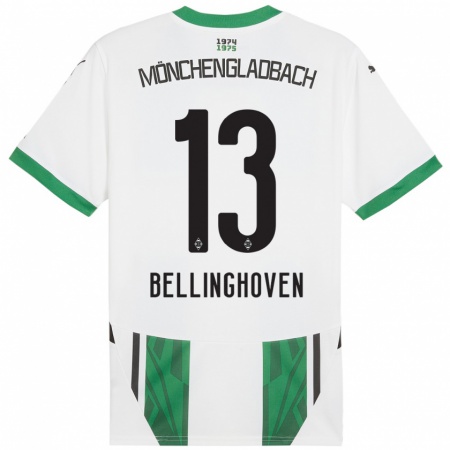 Kandiny Mujer Camiseta Christina Bellinghoven #13 Blanco Verde 1ª Equipación 2024/25 La Camisa Chile