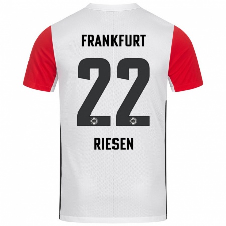 Kandiny Mujer Camiseta Nadine Riesen #22 Blanco Rojo 1ª Equipación 2024/25 La Camisa Chile