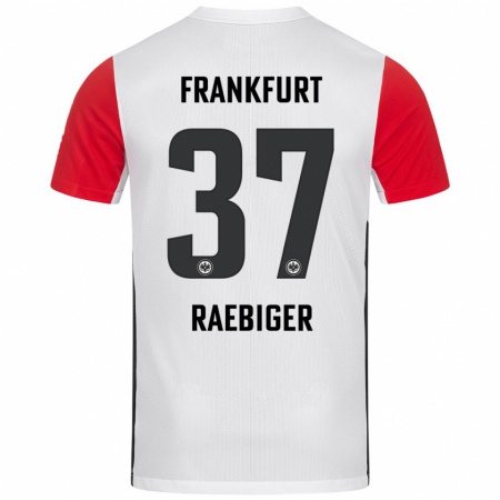 Kandiny Mujer Camiseta Sidney Raebiger #37 Blanco Rojo 1ª Equipación 2024/25 La Camisa Chile