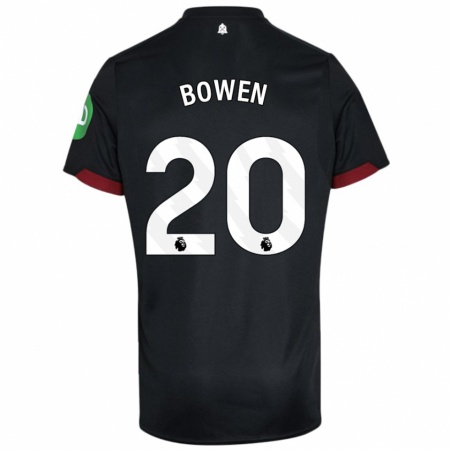 Kandiny Mujer Camiseta Jarrod Bowen #20 Negro Blanco 2ª Equipación 2024/25 La Camisa Chile