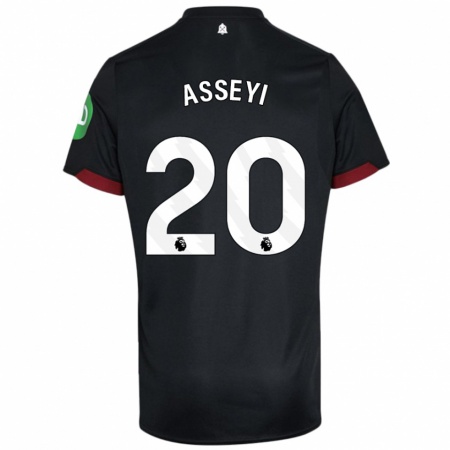 Kandiny Mujer Camiseta Viviane Asseyi #20 Negro Blanco 2ª Equipación 2024/25 La Camisa Chile