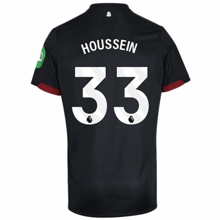 Kandiny Mujer Camiseta Halle Houssein #33 Negro Blanco 2ª Equipación 2024/25 La Camisa Chile